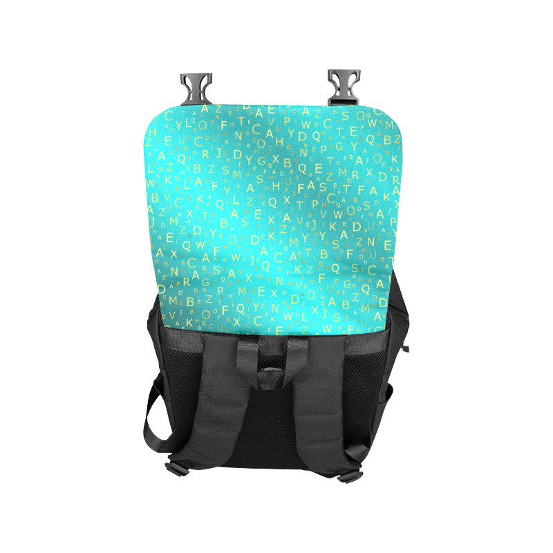 letters in mint blue Casual Shoulders Backpack (Model 1623)