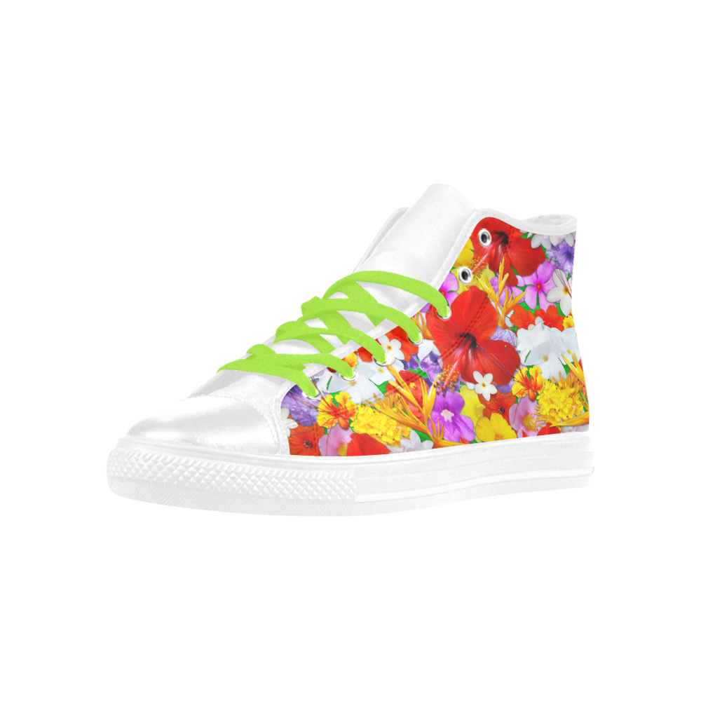 Exotic Flowers Colorful Explosion Aquila High Top Microfiber Leather Women's Shoes (Model 032)