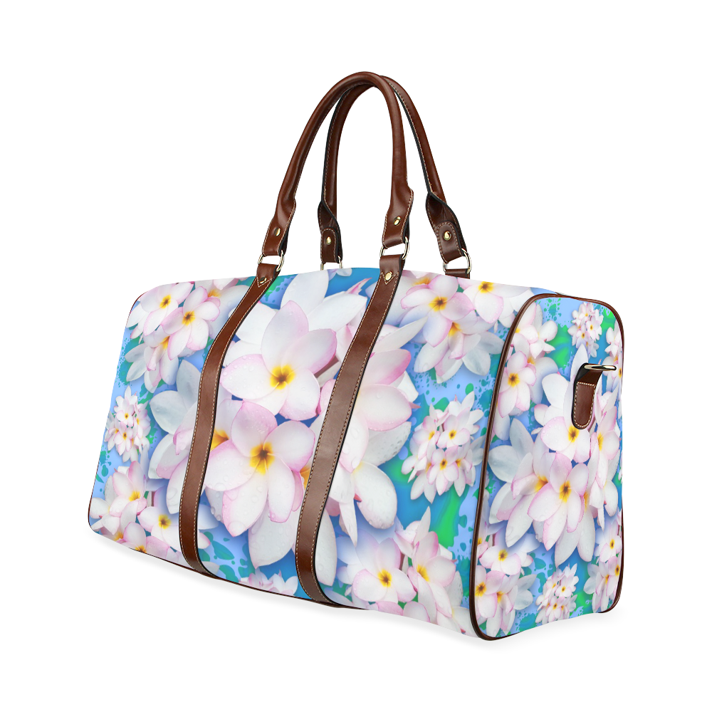 Plumeria Bouquet Exotic Summer Pattern Waterproof Travel Bag/Large (Model 1639)