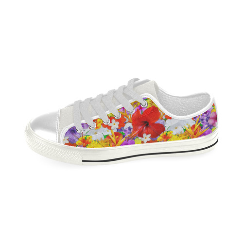 Exotic Flowers Colorful Explosion Low Top Canvas Shoes for Kid (Model 018)