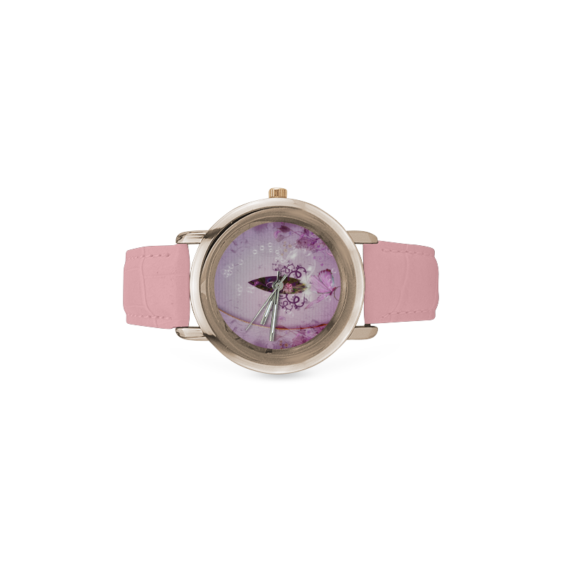 Sport, surfing in purple colors Women's Rose Gold Leather Strap Watch(Model 201)