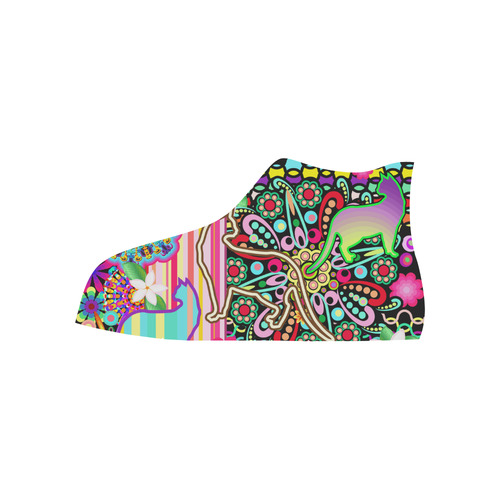Mandalas, Cats & Flowers Fantasy Pattern High Top Canvas Shoes for Kid (Model 017)