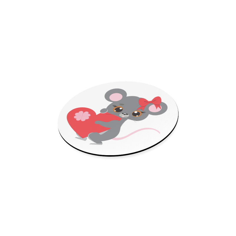 Cute Mouse Love Round Coaster