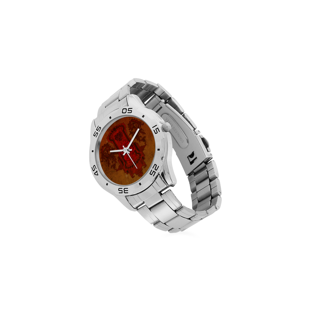 The red chinese dragon Men's Stainless Steel Analog Watch(Model 108)