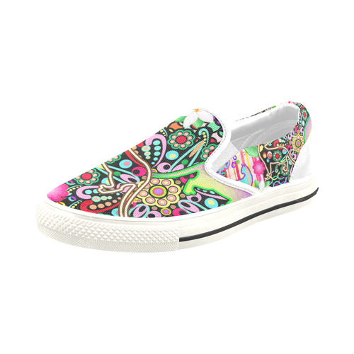 Mandalas, Cats & Flowers Fantasy Pattern Slip-on Canvas Shoes for Kid (Model 019)
