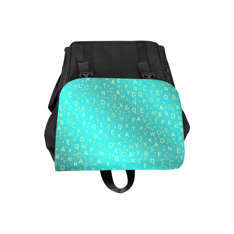 letters in mint blue Casual Shoulders Backpack (Model 1623)