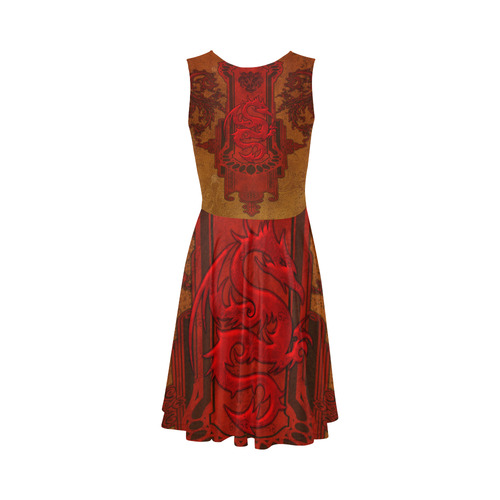 The red chinese dragon Sleeveless Ice Skater Dress (D19)