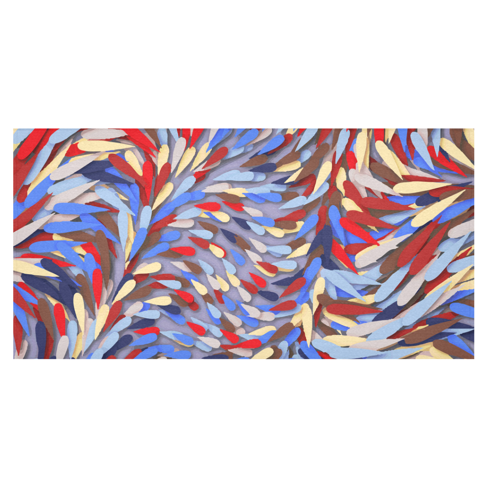 Red Blue Abstract Whirl Cotton Linen Tablecloth 60"x120"
