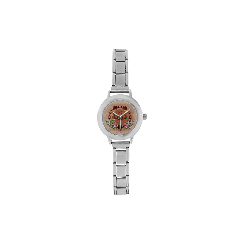 Awesome skulls with flowres Women's Italian Charm Watch(Model 107)