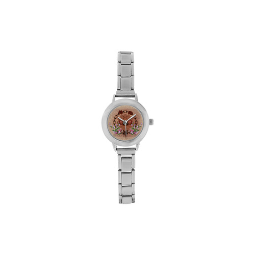 Awesome skulls with flowres Women's Italian Charm Watch(Model 107)