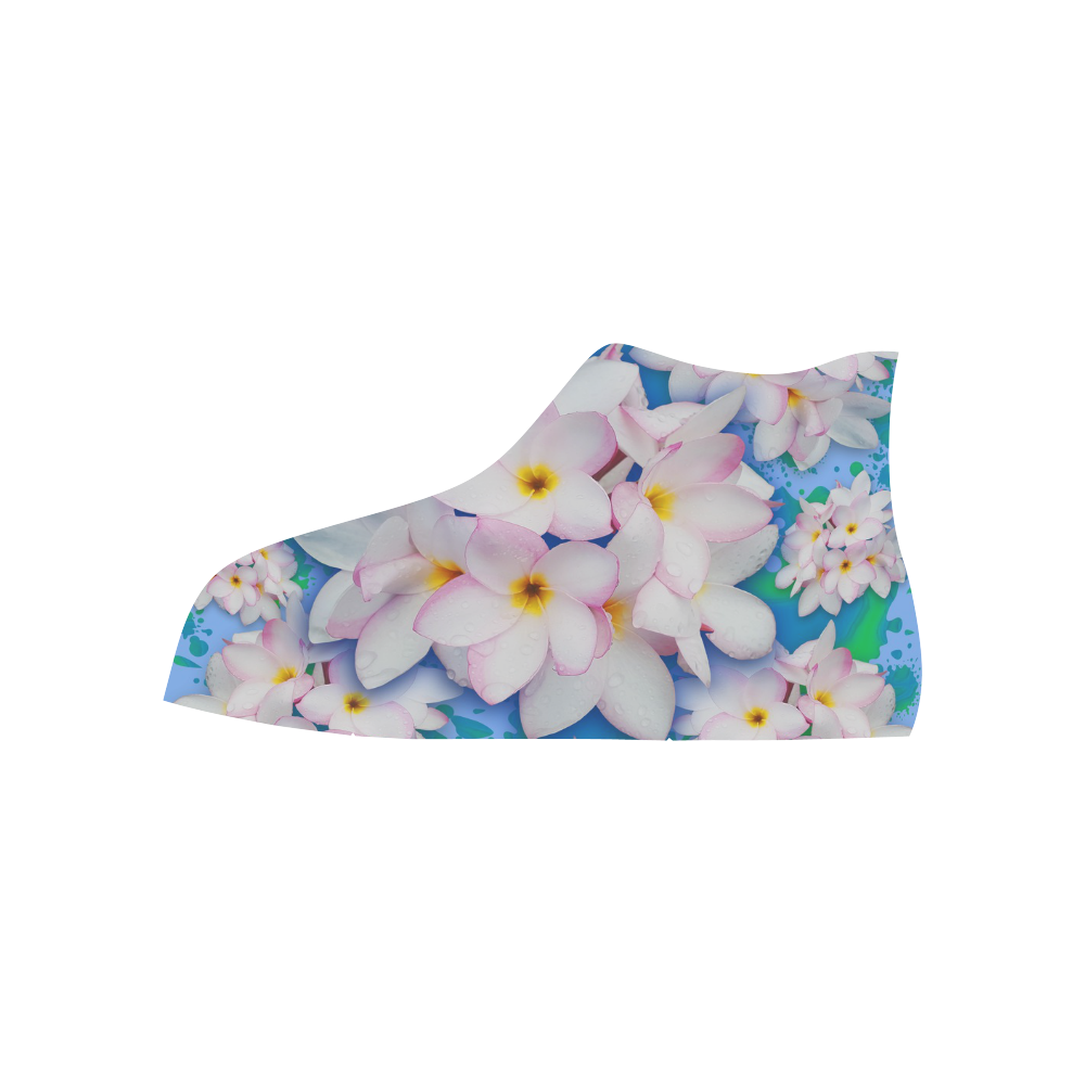 Plumeria Bouquet Exotic Summer Pattern High Top Canvas Shoes for Kid (Model 017)