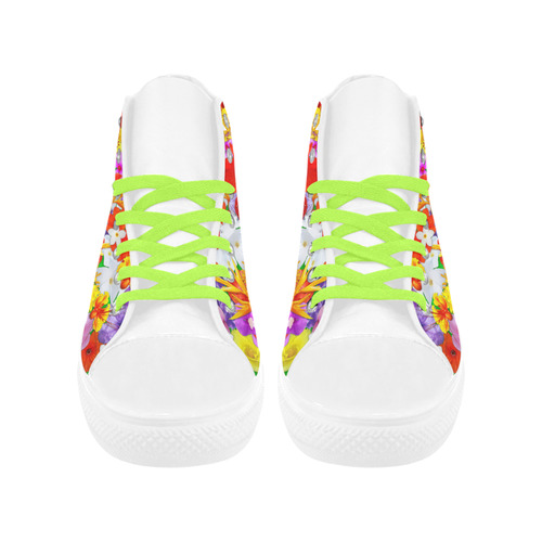 Exotic Flowers Colorful Explosion Aquila High Top Microfiber Leather Women's Shoes (Model 032)
