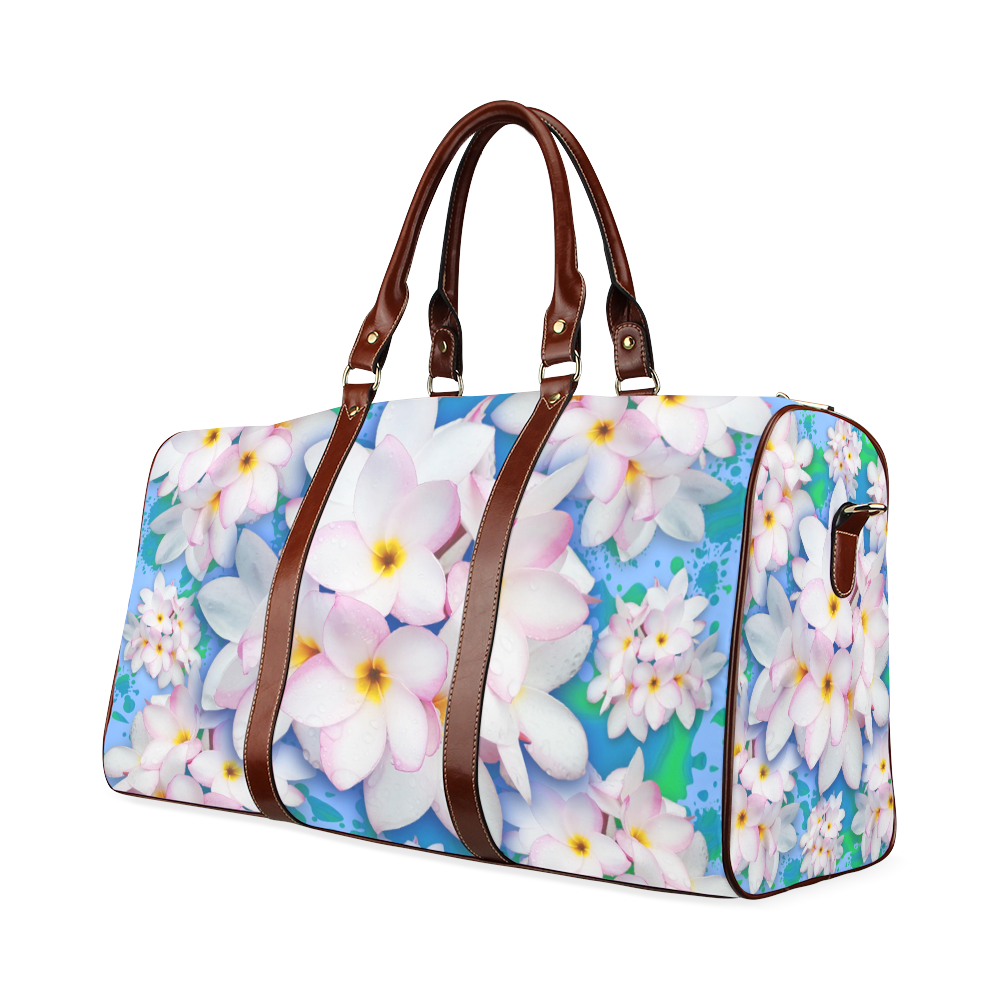 Plumeria Bouquet Exotic Summer Pattern Waterproof Travel Bag/Large (Model 1639)