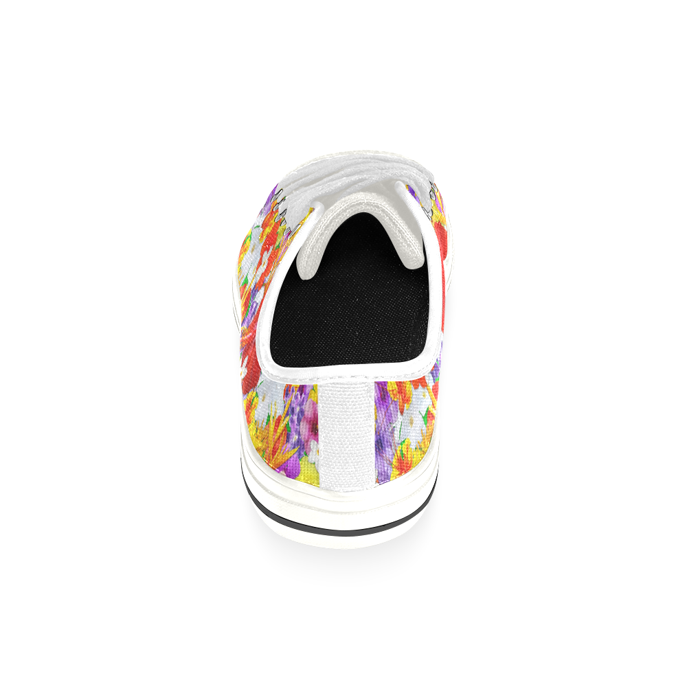 Exotic Flowers Colorful Explosion Low Top Canvas Shoes for Kid (Model 018)