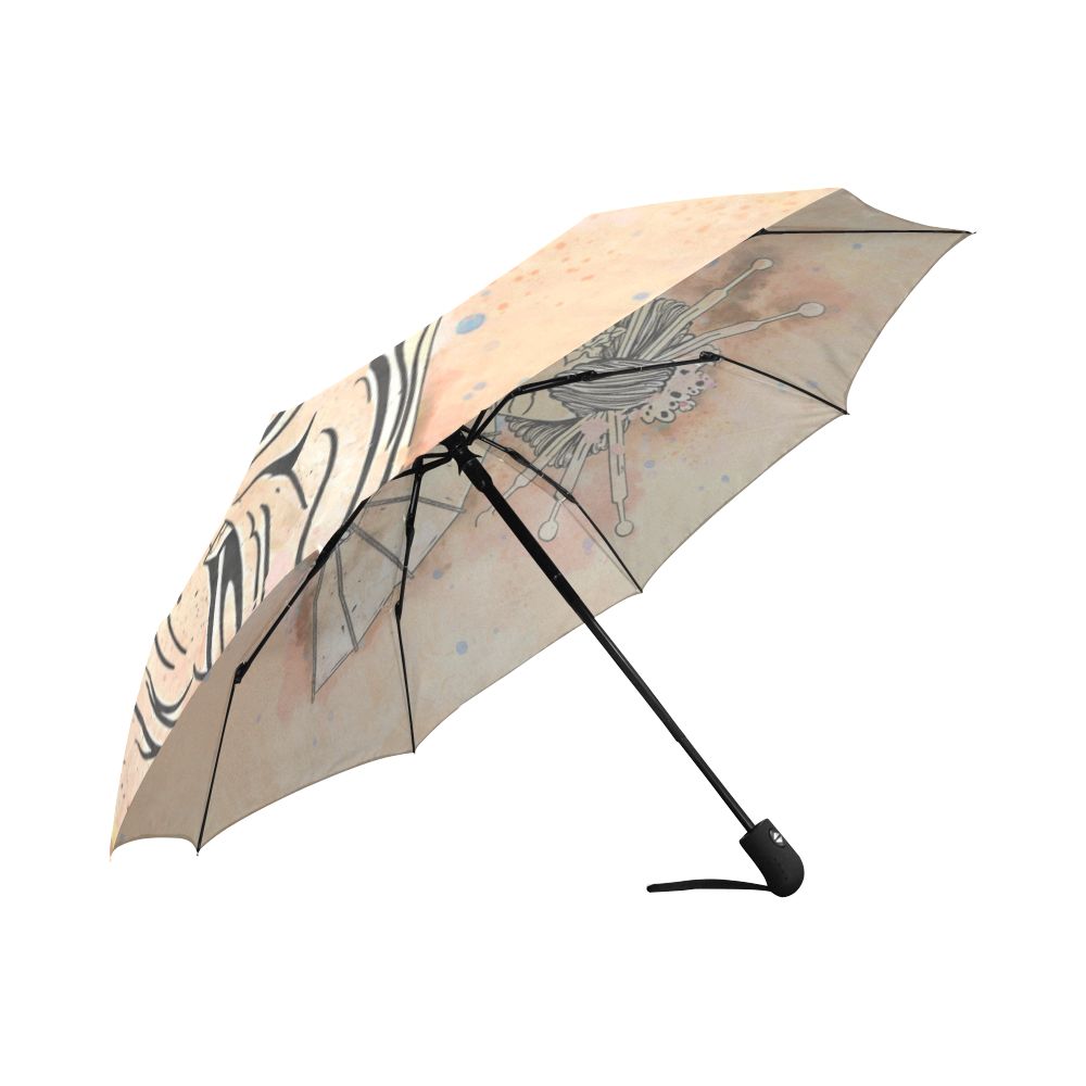 Vintage japanese beautiful geisha girl Auto-Foldable Umbrella (Model U04)