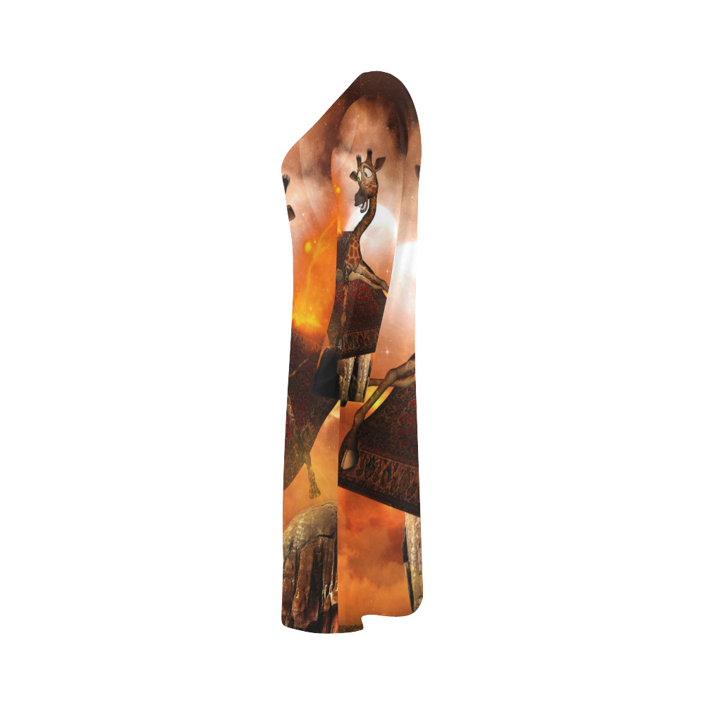 Flying giraffe on a rug Bateau A-Line Skirt (D21)