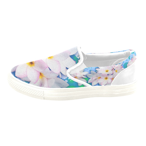 Plumeria Bouquet Exotic Summer Pattern Women's Unusual Slip-on Canvas Shoes (Model 019)