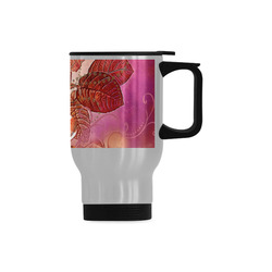 Hearts with flowers soft colors Travel Mug (Silver) (14 Oz)