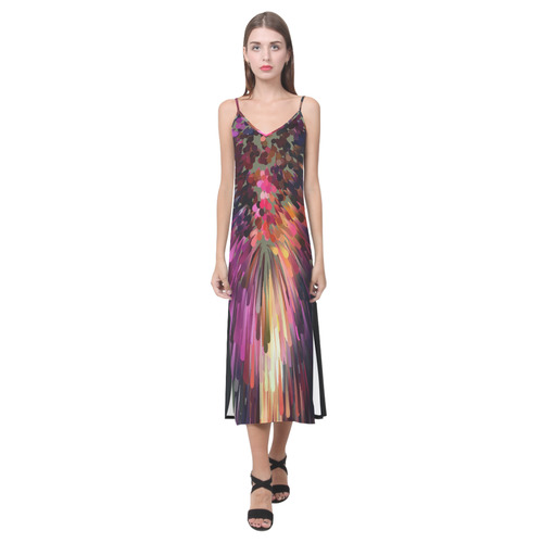 Splash Boom Bang by Artdream V-Neck Open Fork Long Dress(Model D18)