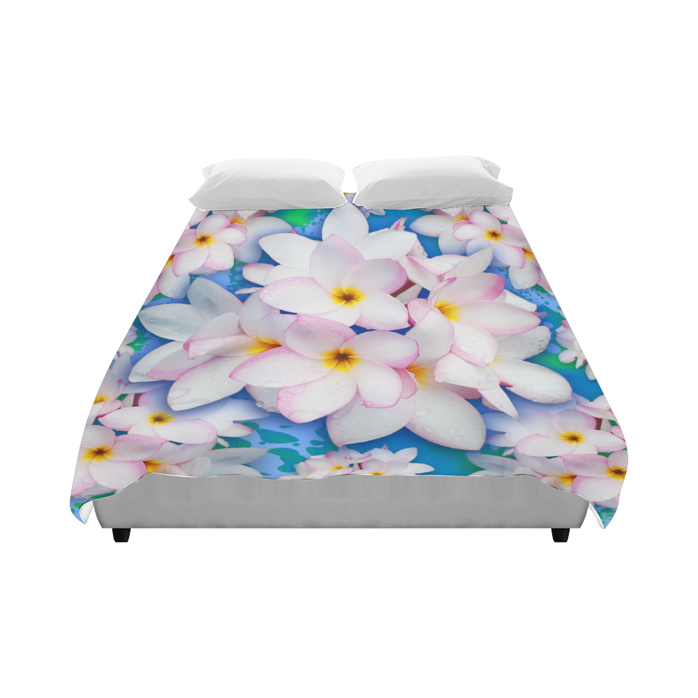 Plumeria Bouquet Exotic Summer Pattern Duvet Cover 86"x70" ( All-over-print)