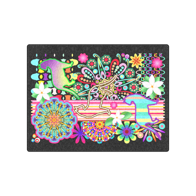 Mandalas, Cats & Flowers Fantasy Pattern Blanket 50"x60"