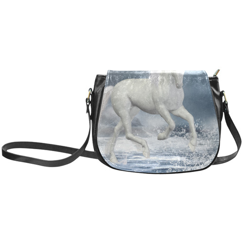 A white Unicorn wading in the water Classic Saddle Bag/Large (Model 1648)