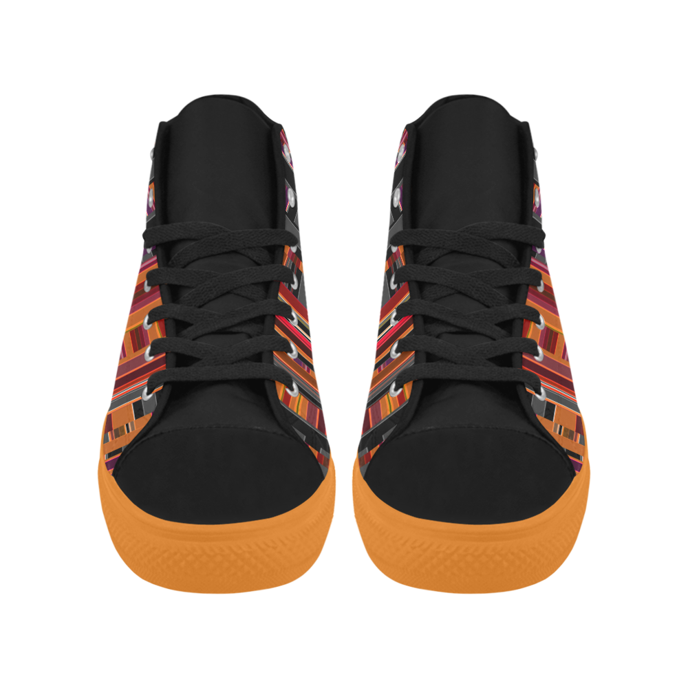 Pixel Lines Aquila High Top Microfiber Leather Women's Shoes/Large Size (Model 032)
