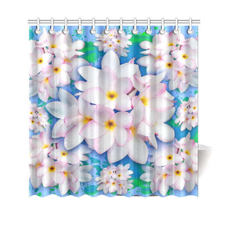 Plumeria Bouquet Exotic Summer Pattern Shower Curtain 69"x70"