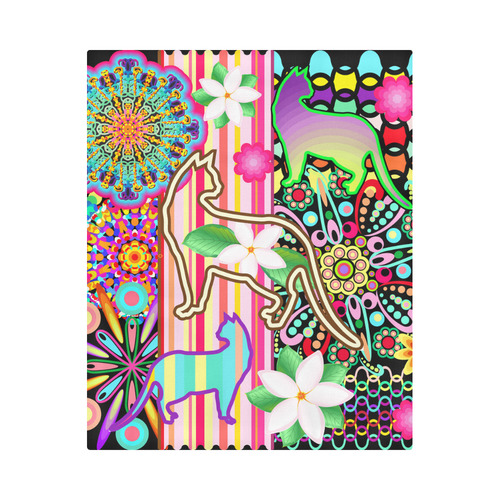 Mandalas, Cats & Flowers Fantasy Pattern Duvet Cover 86"x70" ( All-over-print)