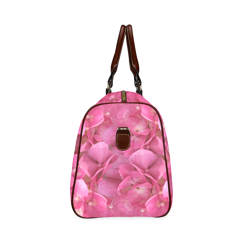 Dark Pink Flowers Waterproof Travel Bag/Small (Model 1639)