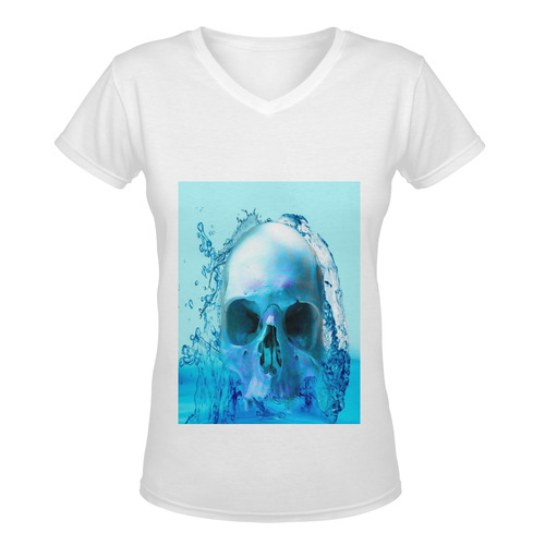 Skull in Water Women's Deep V-neck T-shirt (Model T19)