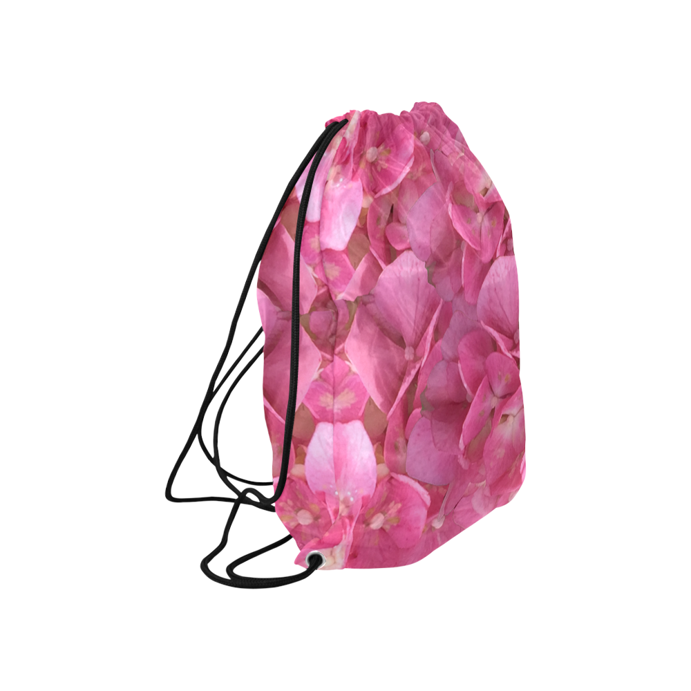 Dark Pink Flowers Large Drawstring Bag Model 1604 (Twin Sides)  16.5"(W) * 19.3"(H)