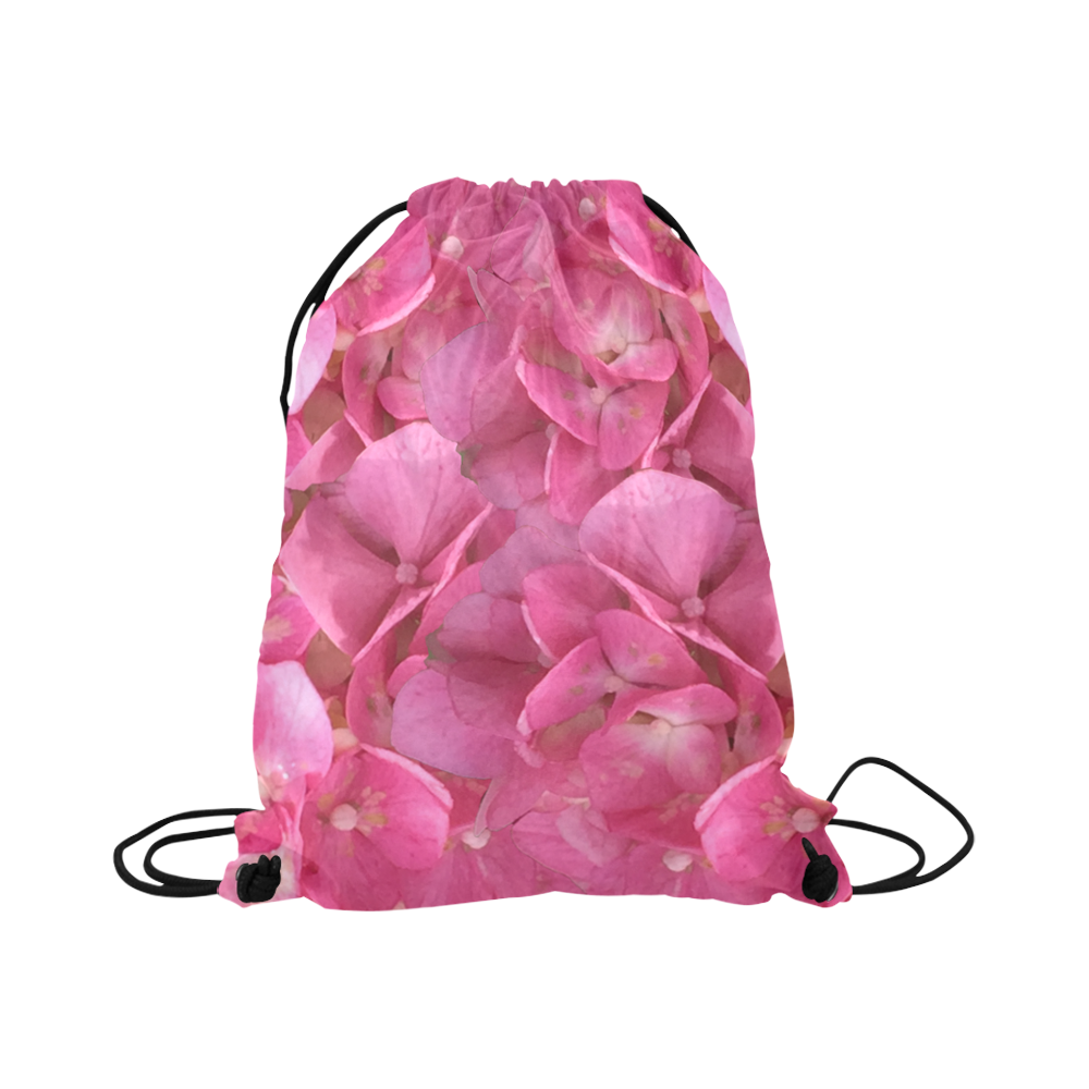 Dark Pink Flowers Large Drawstring Bag Model 1604 (Twin Sides)  16.5"(W) * 19.3"(H)