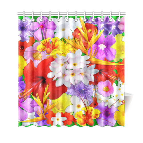 Exotic Flowers Colorful Explosion Shower Curtain 69"x72"