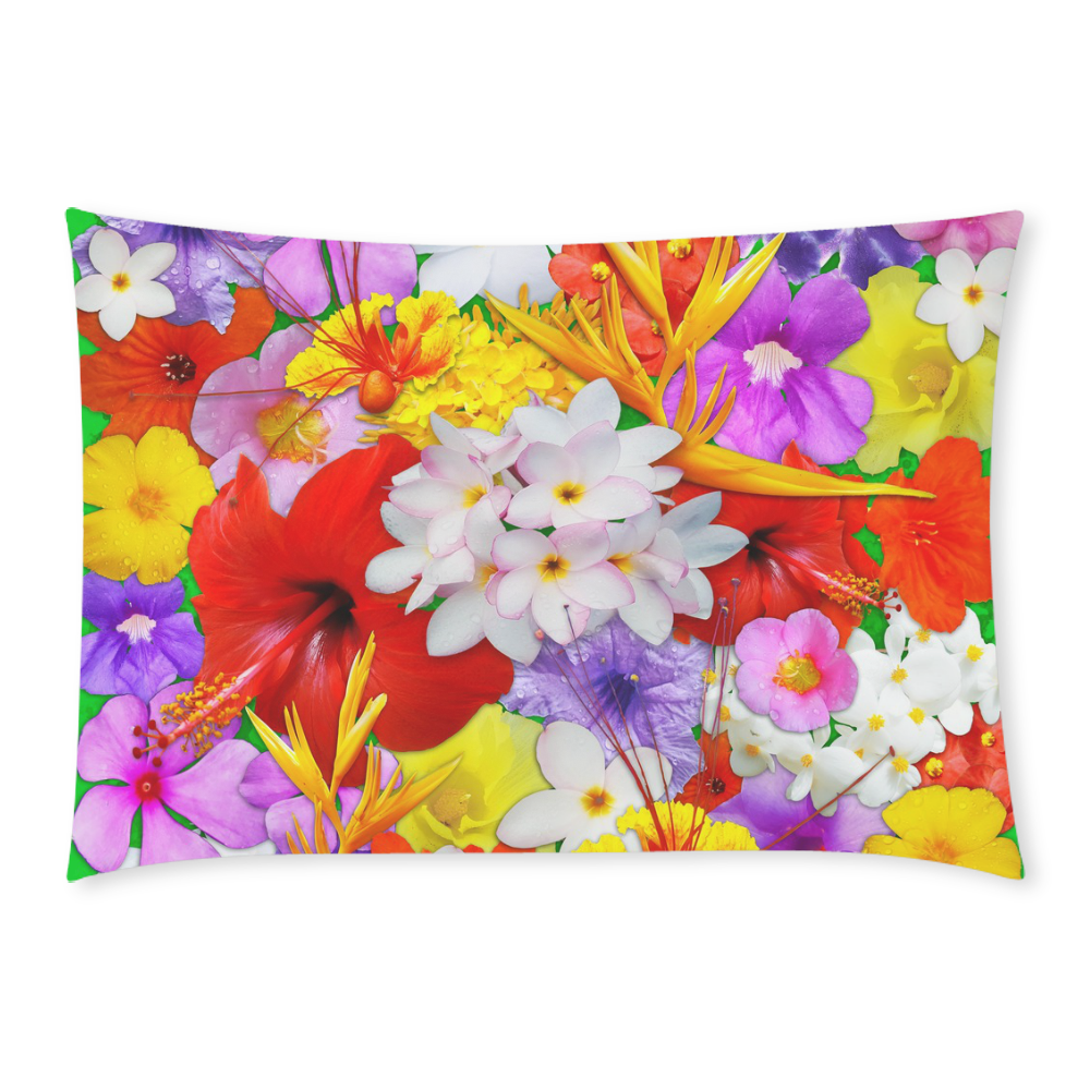 Exotic Flowers Colorful Explosion Custom Rectangle Pillow Case 20x30 (One Side)