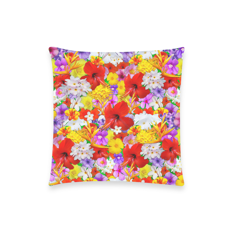 Exotic Flowers Colorful Explosion Custom  Pillow Case 18"x18" (one side) No Zipper