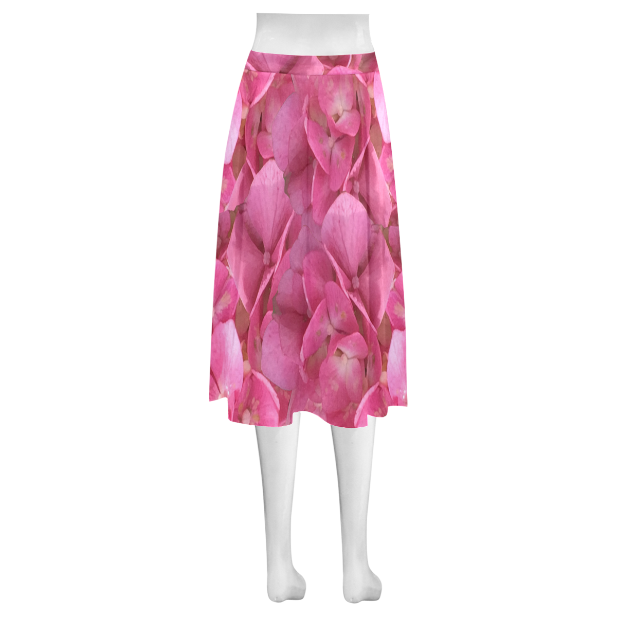 Dark Pink Flowers Mnemosyne Women's Crepe Skirt (Model D16)