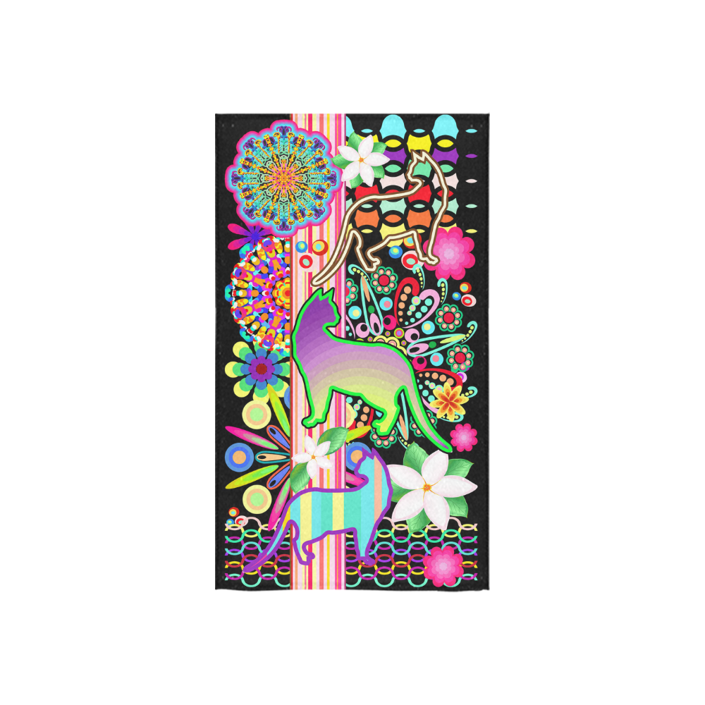 Mandalas, Cats & Flowers Fantasy Pattern Custom Towel 16"x28"