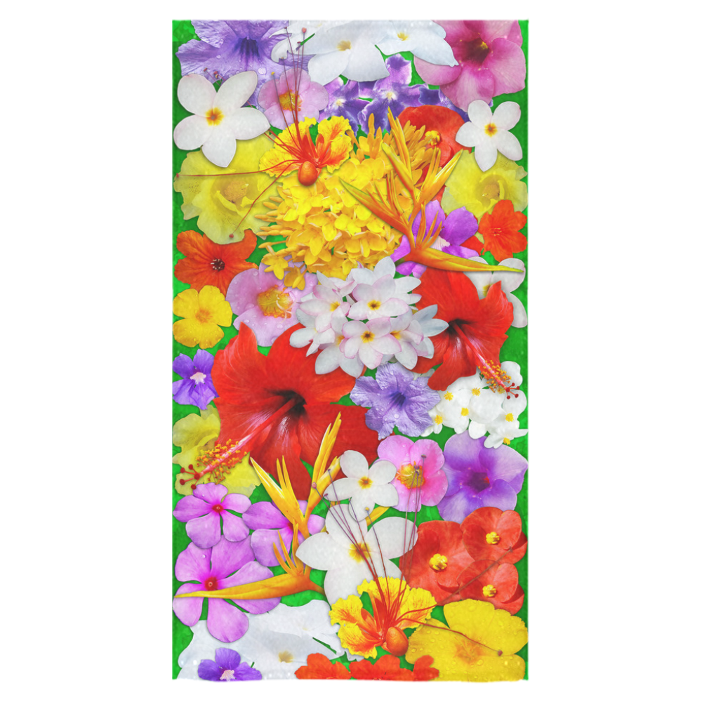 Exotic Flowers Colorful Explosion Bath Towel 30"x56"