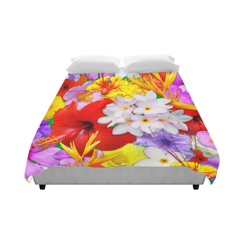 Exotic Flowers Colorful Explosion Duvet Cover 86"x70" ( All-over-print)