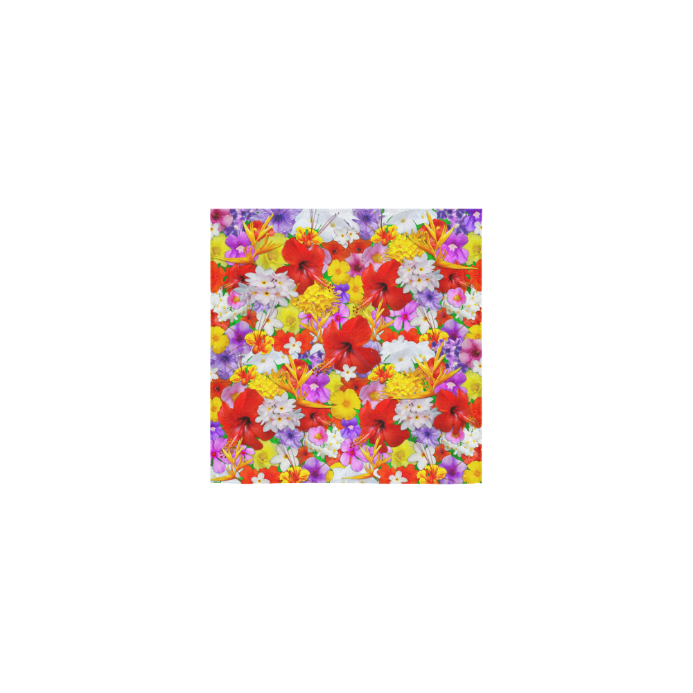 Exotic Flowers Colorful Explosion Square Towel 13“x13”