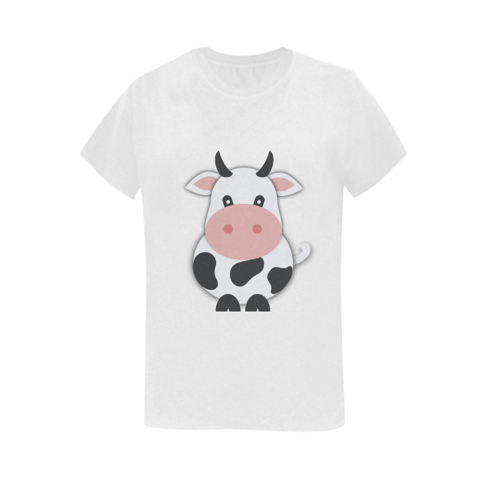 Cute Cow Women's T-Shirt in USA Size (Two Sides Printing)