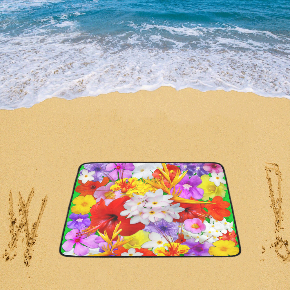 Exotic Flowers Colorful Explosion Beach Mat 78"x 60"