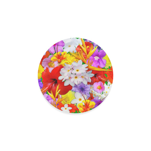 Exotic Flowers Colorful Explosion Round Coaster