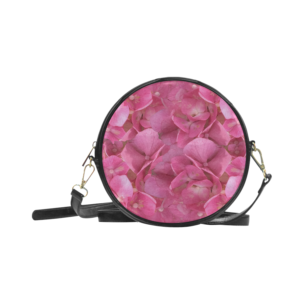 Dark Pink Flowers Round Sling Bag (Model 1647)