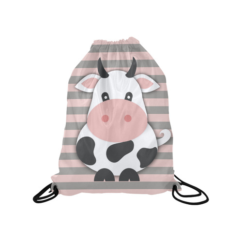 Cute Cow Medium Drawstring Bag Model 1604 (Twin Sides) 13.8"(W) * 18.1"(H)