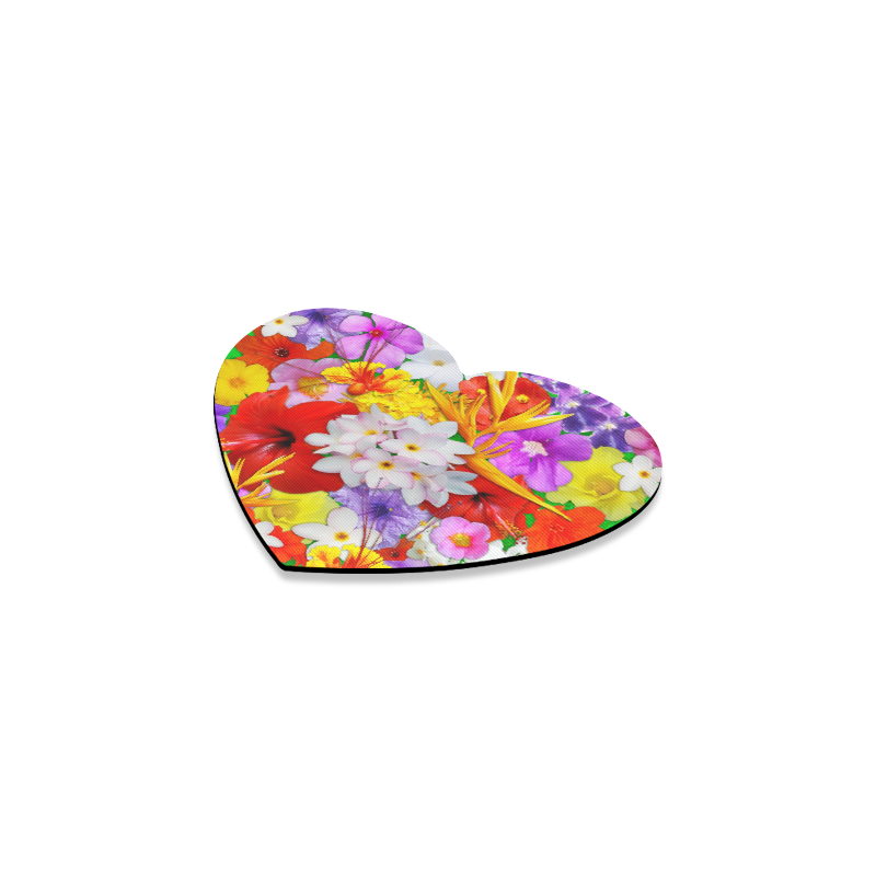 Exotic Flowers Colorful Explosion Heart Coaster