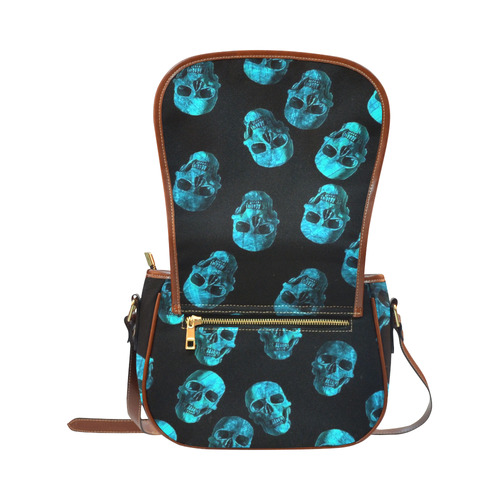 skulls blue by JamColors Saddle Bag/Small (Model 1649) Full Customization