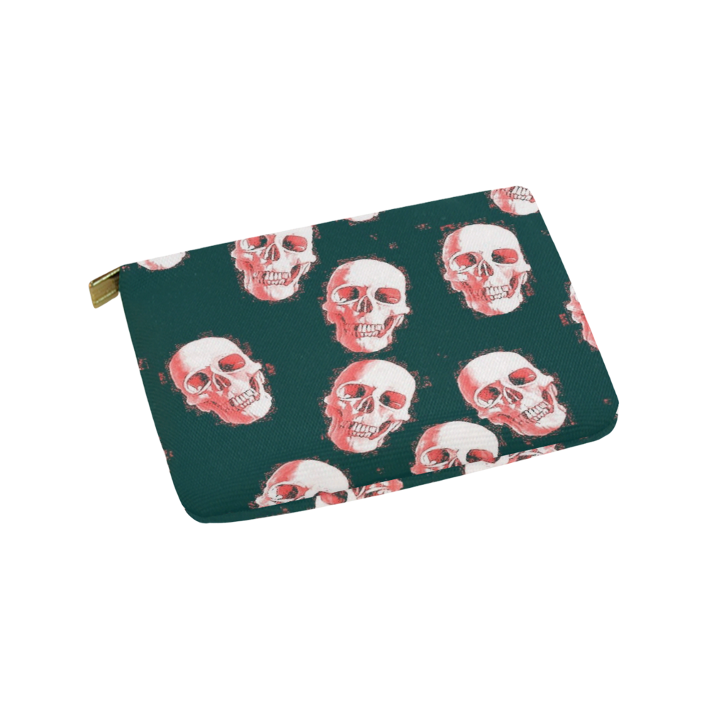 skulls white pink by JamColors Carry-All Pouch 9.5''x6''