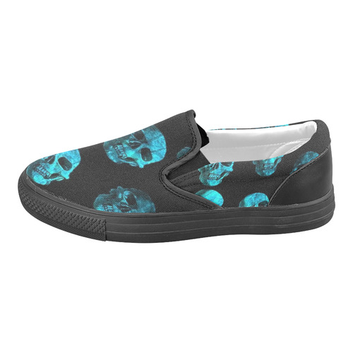 skulls blue by JamColors Slip-on Canvas Shoes for Men/Large Size (Model 019)